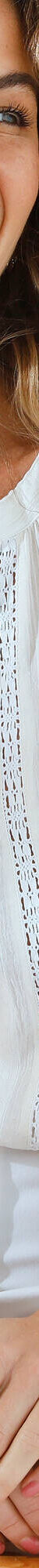 Blouse manches courtes finitions en macramé, unie (écru) Blouse manches courtes finitions en macramé, unie (écru)